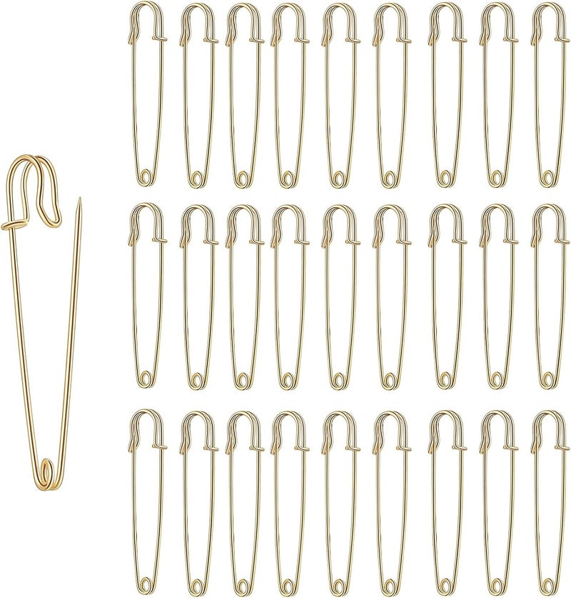 Urmspst Safety Pins (Upgraded), 2" Large Safety Pins Pack of 50 for Clothes Leather Canvas Blankets Crafts Skirts Kilts, Large Safety Pin Heavy Duty Safety Pins (Gold) - Image 1